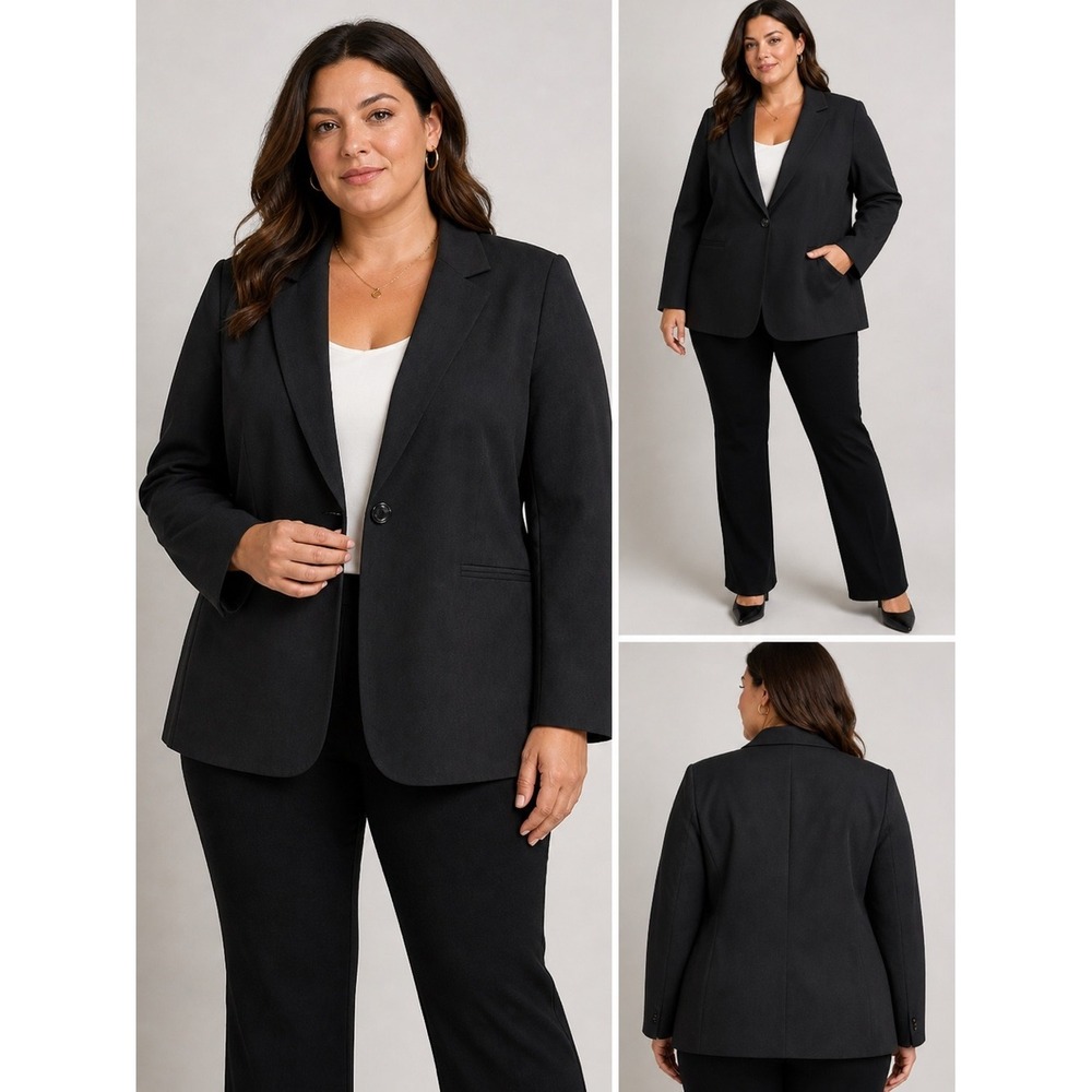 Chadwicks of Boston Black Single Button Blazer Plus Size 22W Professional Jacket
